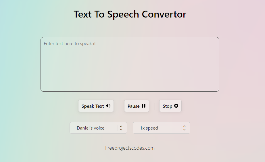 text to speech in JavaScript with source code download for free