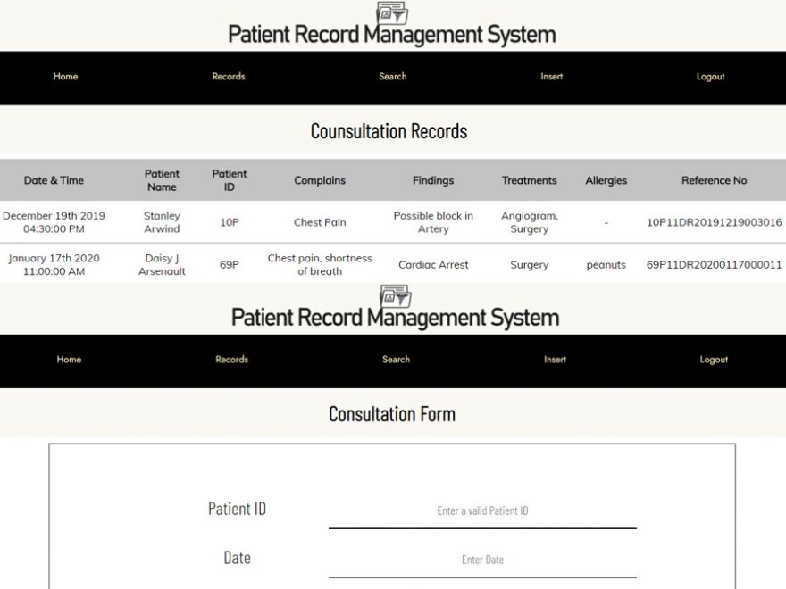 Patient Record Management System in PHP with Source Code for free.