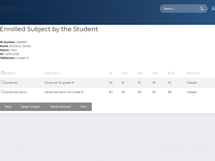 Student Grading System Project in PHP