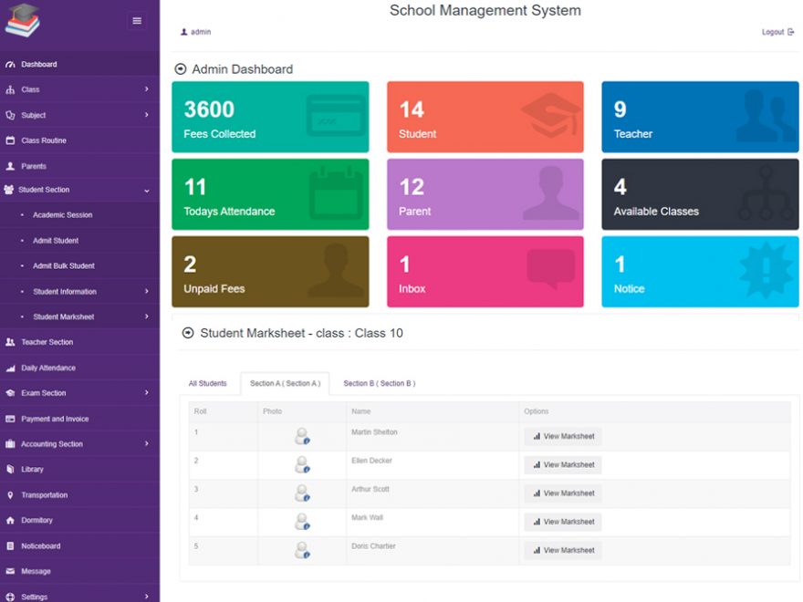 School Management System in PHP CodeIgniter with Source Code freeprojectscodes