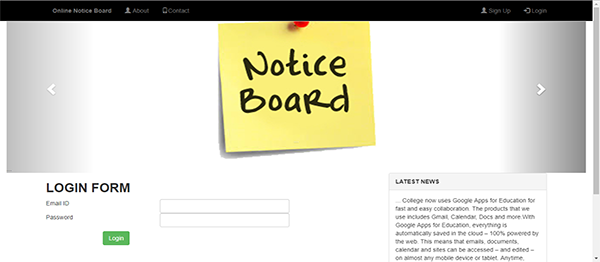 Online notice board free download in php with source code
