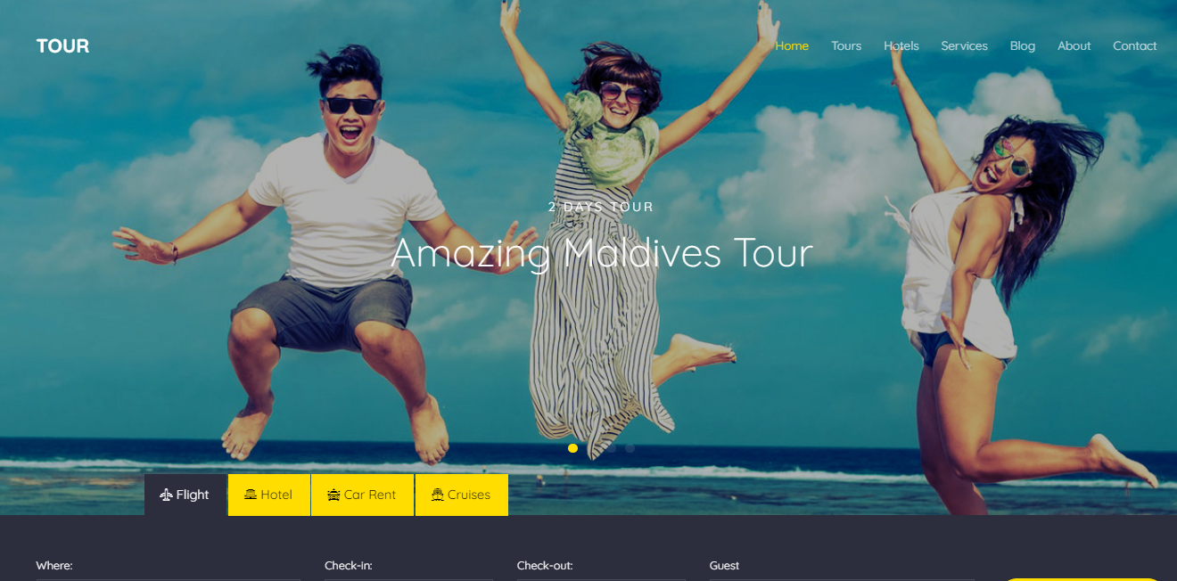 Free Download Travel agency website in HTML5, CSS and JavaScript with source code