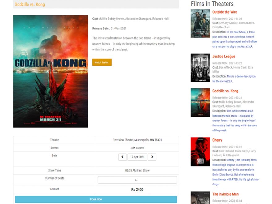 Movie Ticket Booking System in PHP with Source Code for free