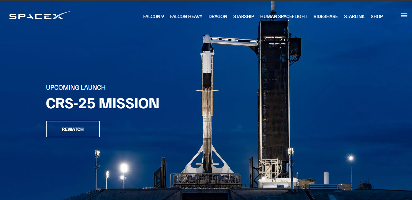 SpaceX website template in HTML and JavaScript