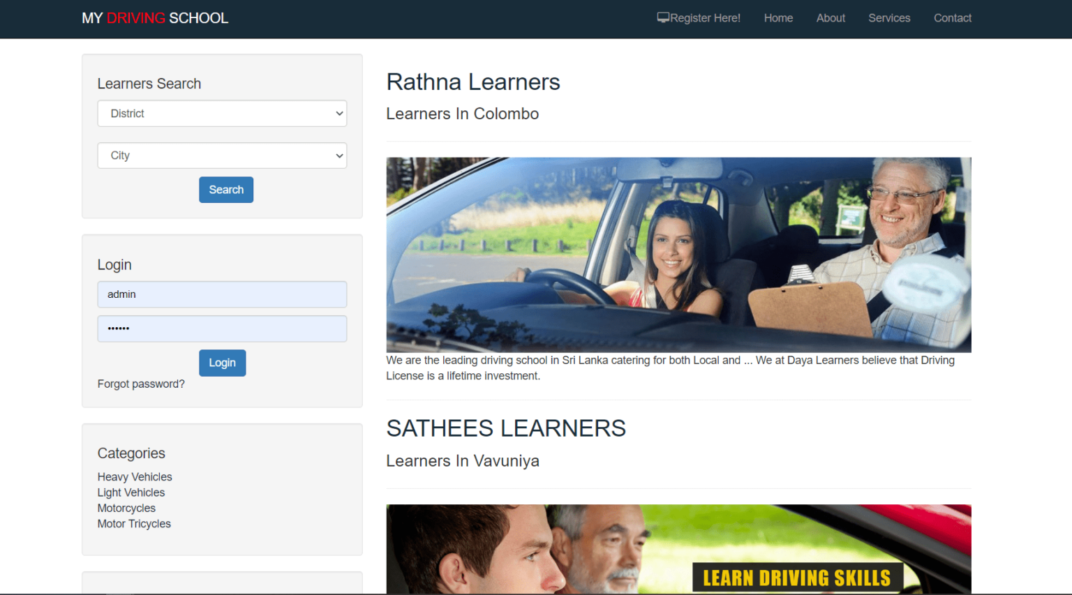 Driving School Management System In PHP With Source Code