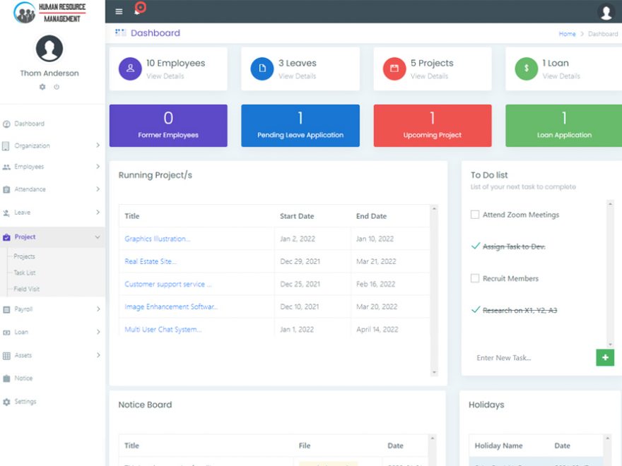 Human Resource Management System Project in PHP MySQL CodeIgniter with Source Code