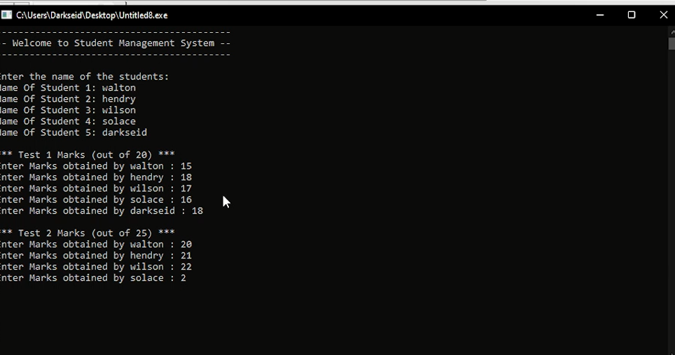 One dimensional array in C and C++ to store name and marks of 3 subject