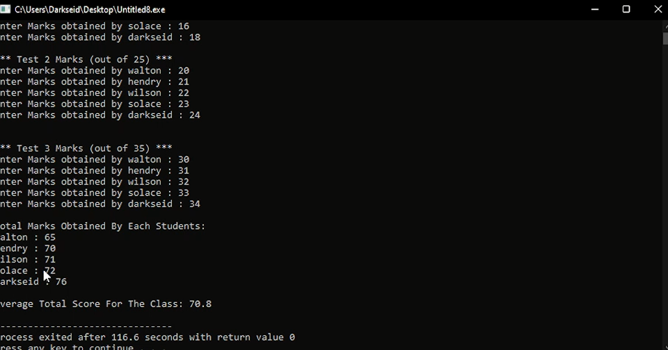 One dimensional array in C and C++ to store name  of student and marks of 3 subject