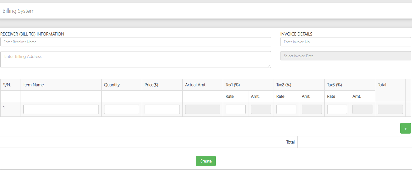 Simple Billing System In Php with source code for free. This System Uses HTML, CSS, Bootstrap and MySQL for development.