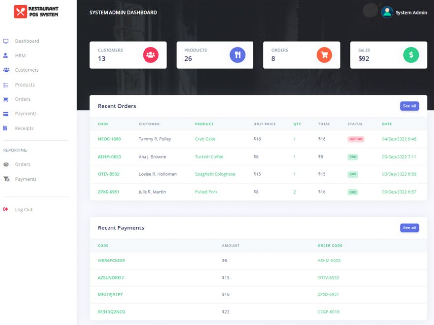 Restaurant POS System in PHP with Source Code